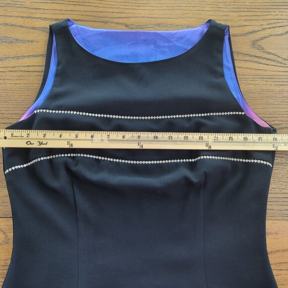 Vintage‎ CDC Black Sleeveless Cocktail Dress Rhinestone Embellishments Size 10 - Picture 11 of 15